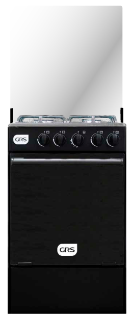 ESTUFA D/GAS 20" "GRS" (A+) 4 QUEMADORES NEGRO #20GE2B-GT