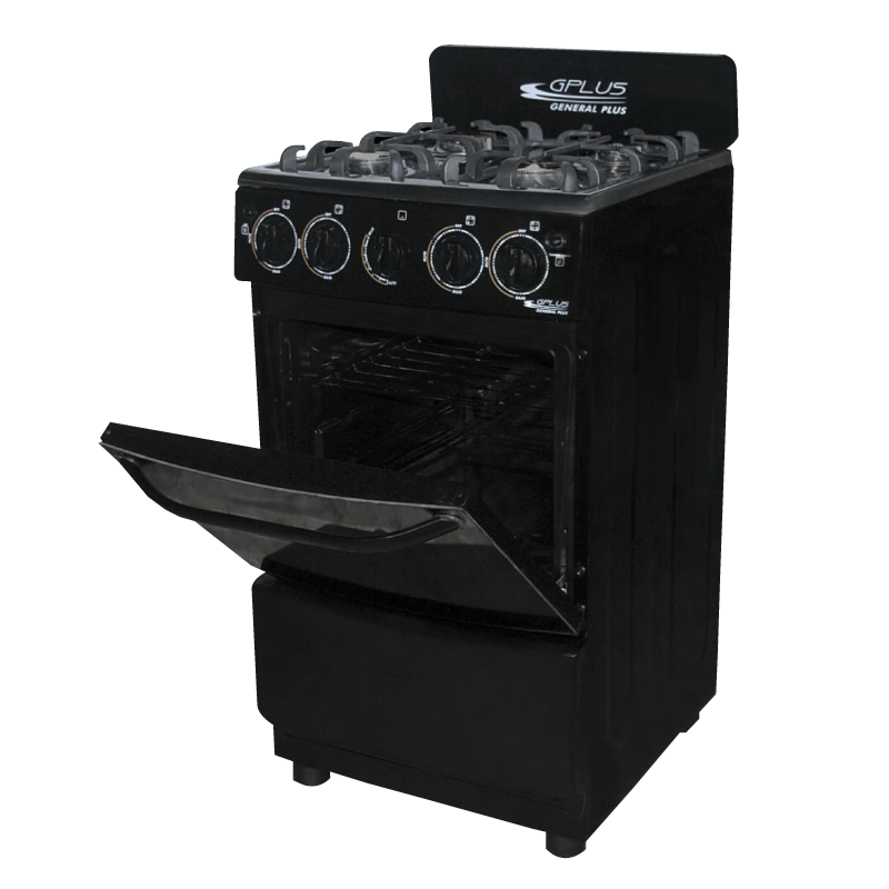 ESTUFA D/GAS 20"  (A+)  4 QUEMADORES "GPLUS" NEGRA #GP-COC20V