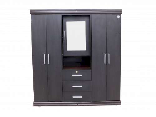 ROPERO C/ESPEJO "KANDELIA"  WENGHE LISO 4 PUERTAS 3 GAVETAS  #LA MUEBLERIA