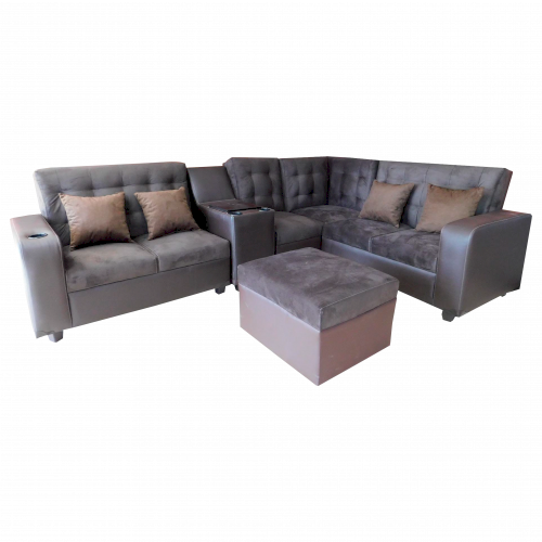 JGO DE SALA "SEVILLA MODULACION" 5 PIEZAS +4 COJINES+1 BUTACA COLOR CAFE  #LA MUEBLERIA