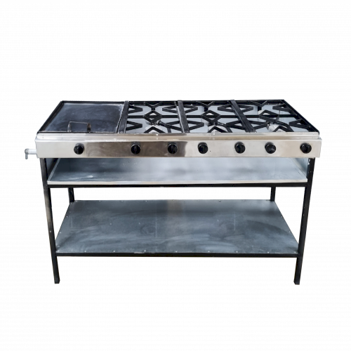 ESTUFA INDUSTRIAL DE GAS (A+) "FEICOMEL" 6 QUEMADORES TOP ACERO INOX