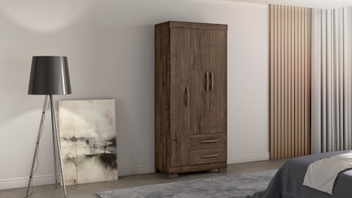 ROPERO "DOMANI NT5000" 3 PUERTAS 2 GAVETAS IMBUIA/CASTAÑO #IMUCA