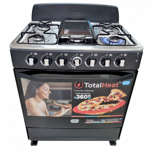 ESTUFA D/GAS 30" (A+) "GRS" 6 QUEMADORES/COPETE NEGRO #30GM2B-GT