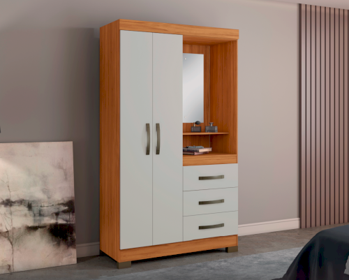 ROPERO/COMODA C/ESPEJO "PRACTICO" 2 PUERTAS 4 GAVETAS #IMUCA  #5170