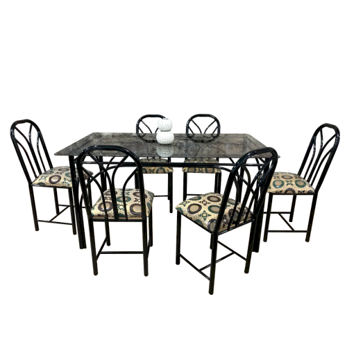 JGO DE COMEDOR RECT. "TRADICIONAL REAL" METAL/VIDRIO 6 SILLAS #MAGITUBOS