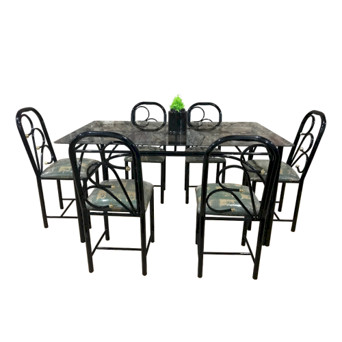 JGO DE COMEDOR RECT. "TRADICIONAL GALES" METAL/VIDRIO 6 SILLAS #MAGITUBOS