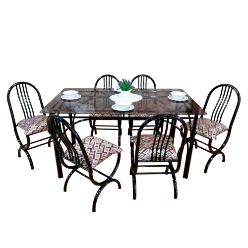 JGO DE COMEDOR RECT. "ELEGANT" METAL/VIDRIO 6 SILLAS #MAGITUBOS