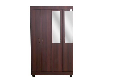 ROPERO 4 CUERPOS BASICO + ESPEJOS CHOCOLATE LISO TECH UV #FAMESA