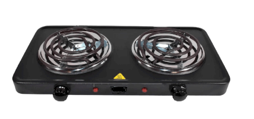 ESTUFA ELECTRICA  D/MESA (A+) "ECOCINA" 2 QUEMADORES NEGRA #C-E2N