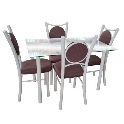 JGO DE COMEDOR 4 SILLAS D/VIDRIO RECT. "BARCELONA PRISMA"