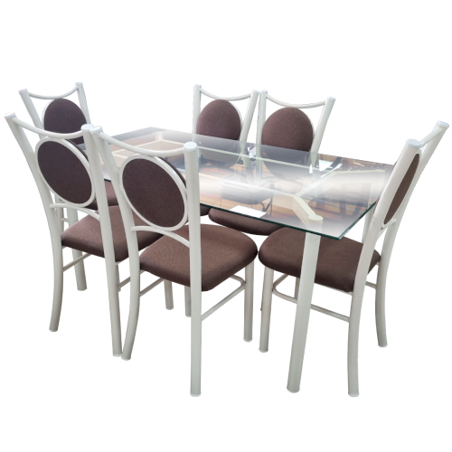 JGO DE COMEDOR 6 SILLAS D/VIDRIO RECT. "BARCELONA PRISMA"