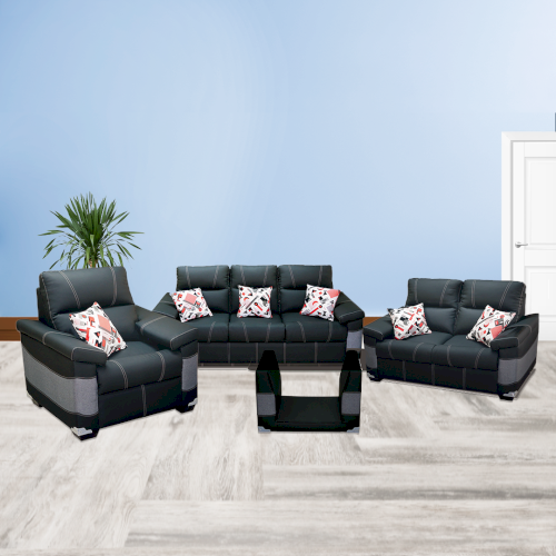 JGO DE SALA "OXFORD 3-2-1" PIEZA RECLINABLE  3 PIEZAS+6 COJINES+MESA DE CENTRO CUERINA-LINO #CENTUR