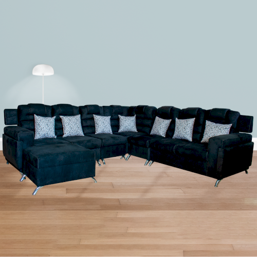 JGO DE SALA "EUROPA" 8 ASIENTOS  COLOR  NEGRO #LA MUEBLERIA