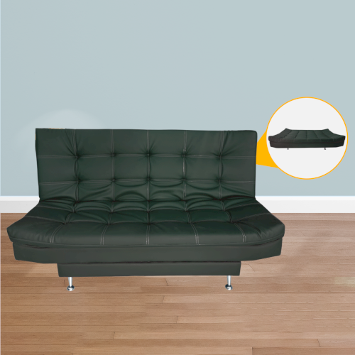SOFA CAMA C/CUERINA  "IBIZA" COLOR NEGRO   #MAGITUBOS