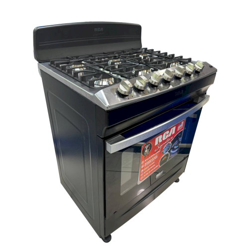 ESTUFA D/GAS 30" (A+) "RCA" 6 QUEMADORES+CHISPERO  PARRILLA DE HIERRO FUNDIDO NEGRA #RCCR7603C