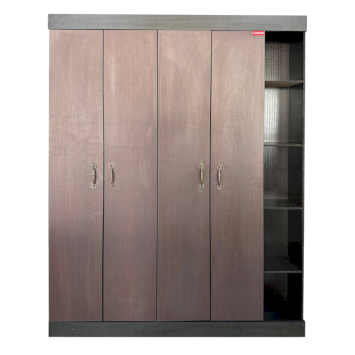 ROPERO 4 CUERPOS BASICO CHOCOLATE LISO TECN. UV + LIBRERA #LA MUEBLERIA