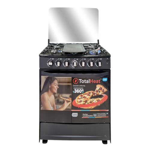 ESTUFA D/GAS 30" (A+) "GRS" NEGRA TAPA DE VIDRIO/PARRILLAS  DE ALAMBRON #30GL4B