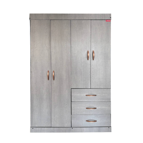 ROPERO "CAOBA" 4 PUERTAS+3 GAVETAS MELAMINA LISO #LA MUEBLERIA