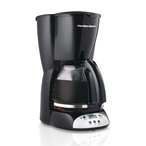 PERCOLADORA JARRA D/VIDRIO "HAMILTON BEACH" NEGRA 12 TAZAS/PROGRAMADOR DIG. #49465RG #4651