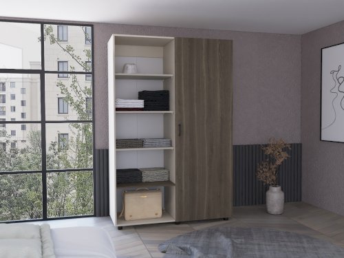 ROPERO  "ECO 120 CAPRI"  1 PUERTA + 5 ESTANTES  CAFÉ CLARO/BLANCO #CCM10489 #RTA