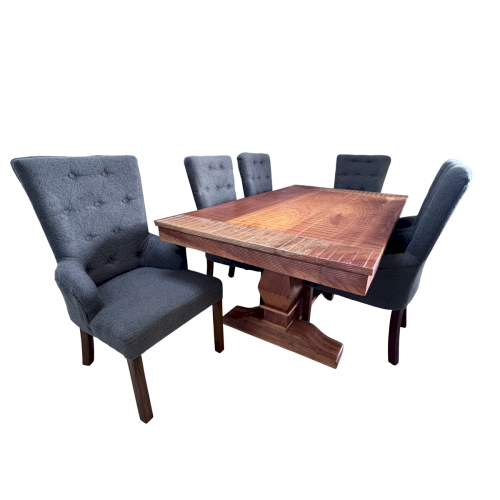 JGO DE COMEDOR "EMPERADOR" CEDRO CON VETAS  6 SILLAS #INTERIORISA