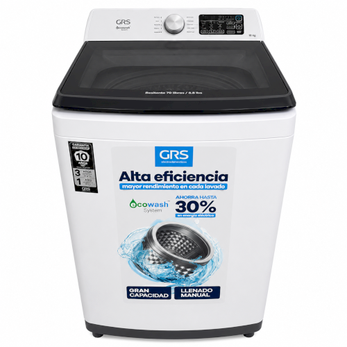 LAVADORA 18 KG (A+) "GRS" BLANCA AUTOMATICA TAPA PLASTICO/VIDRIO #LAV18CSITVW1