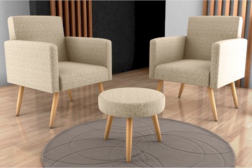 JGO DE SILLAS "DALLAS" 2 PCS C/PATAS MADERA + MESITA  #01642 #MATRIX